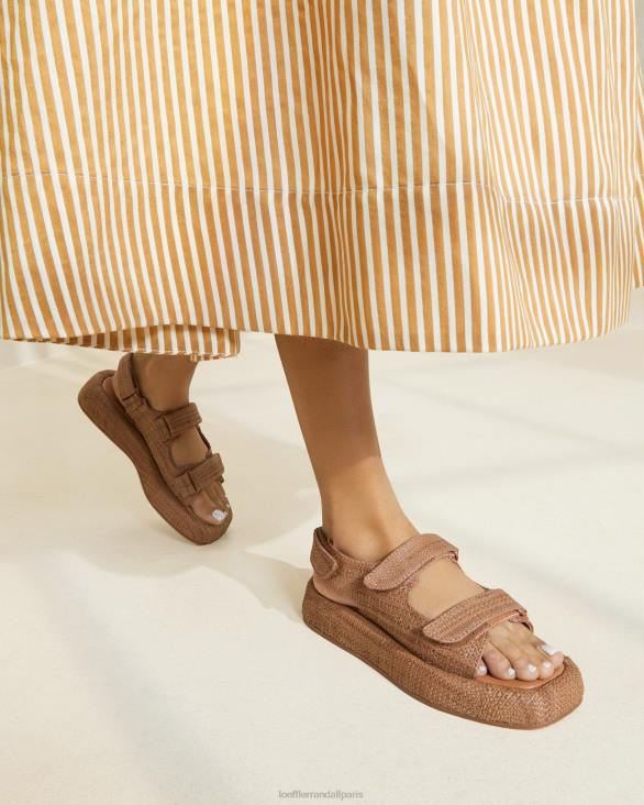 femmes Loeffler Randall brun sandale plateforme en raphia blaise chaussures 8HL8110