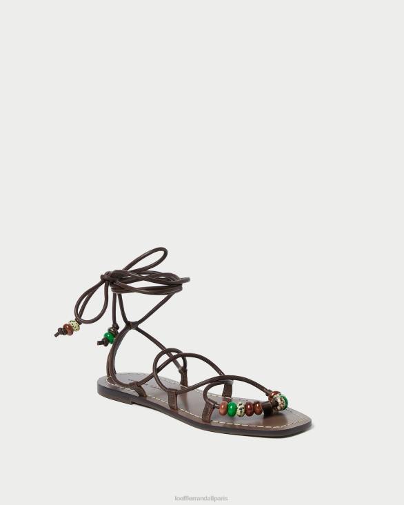 femmes Loeffler Randall chocolat sandale à lacets avec nœud Colleen chaussures 8HL8134