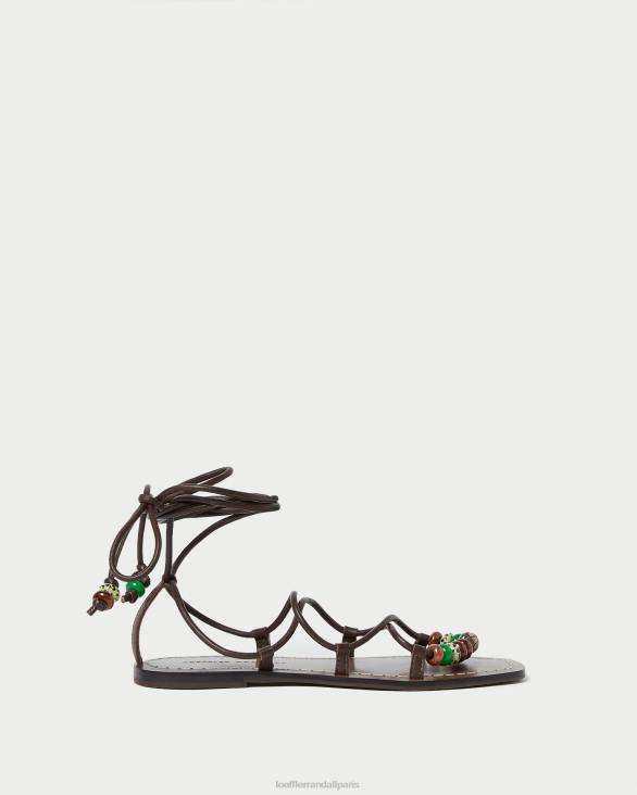 femmes Loeffler Randall chocolat sandale à lacets avec nœud Colleen chaussures 8HL8134