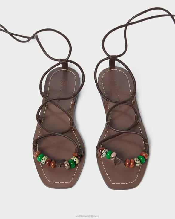 femmes Loeffler Randall chocolat sandale à lacets avec nœud Colleen chaussures 8HL8134