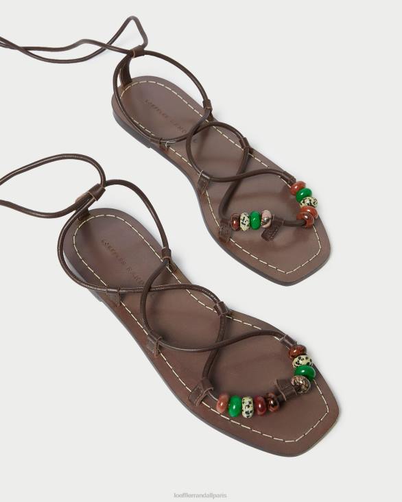 femmes Loeffler Randall chocolat sandale à lacets avec nœud Colleen chaussures 8HL8134