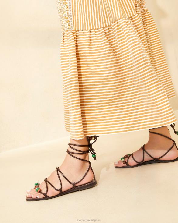femmes Loeffler Randall chocolat sandale à lacets avec nœud Colleen chaussures 8HL8134