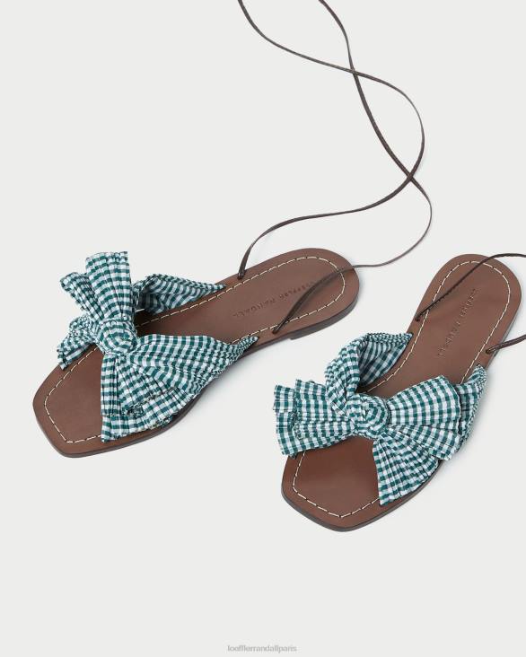 femmes Loeffler Randall mini vichy vert toboggan à nœud pivoine chaussures 8HL8136