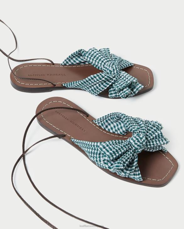 femmes Loeffler Randall mini vichy vert toboggan à nœud pivoine chaussures 8HL8136