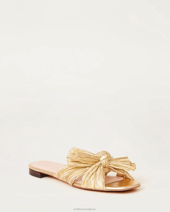 femmes Loeffler Randall or toboggan à nœud plissé Daphné chaussures 8HL8102