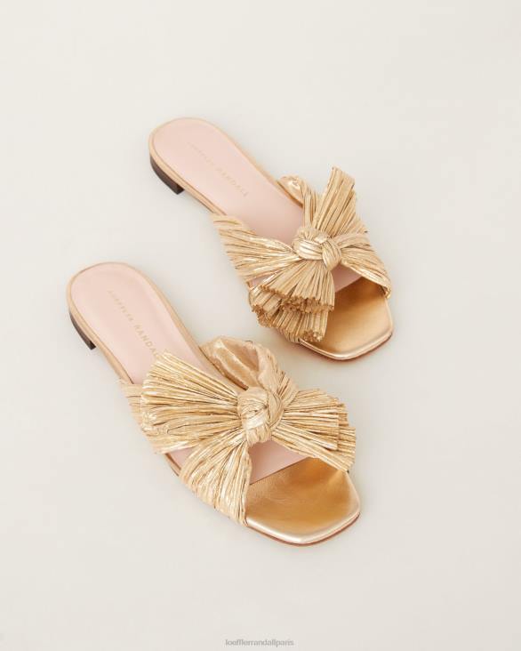 femmes Loeffler Randall or toboggan à nœud plissé Daphné chaussures 8HL8102