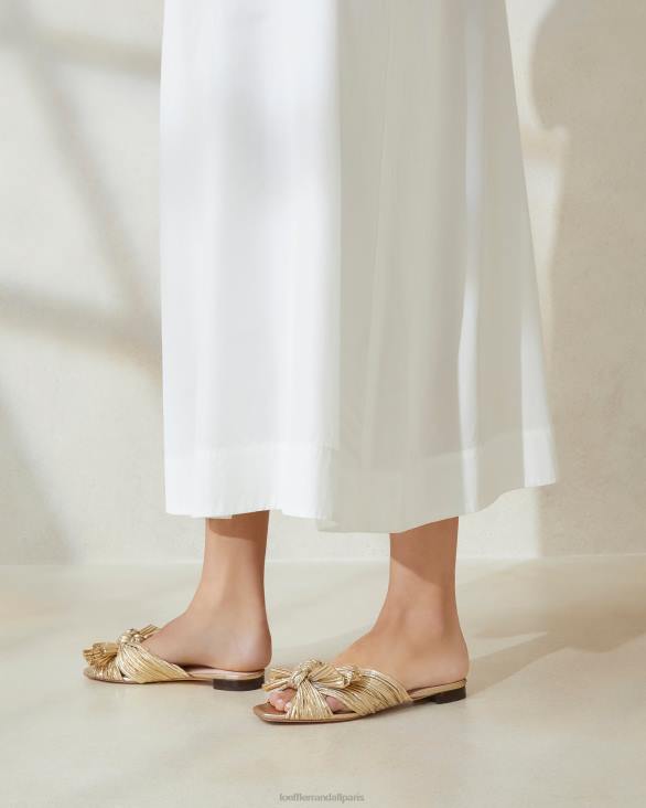 femmes Loeffler Randall or toboggan à nœud plissé Daphné chaussures 8HL8102