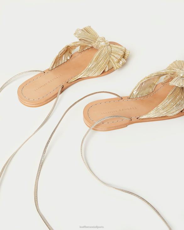 femmes Loeffler Randall or toboggan à nœud plissé pivoine chaussures 8HL8103