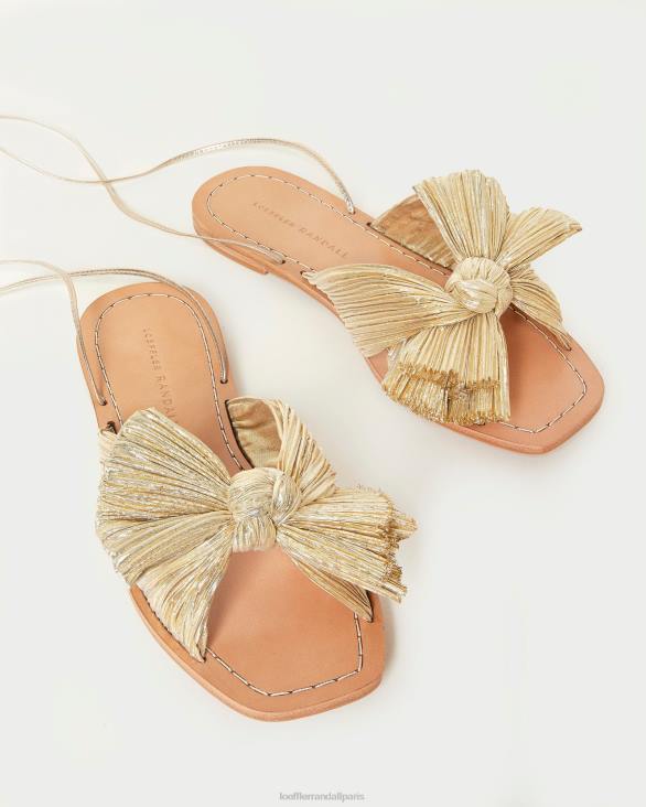 femmes Loeffler Randall or toboggan à nœud plissé pivoine chaussures 8HL8103