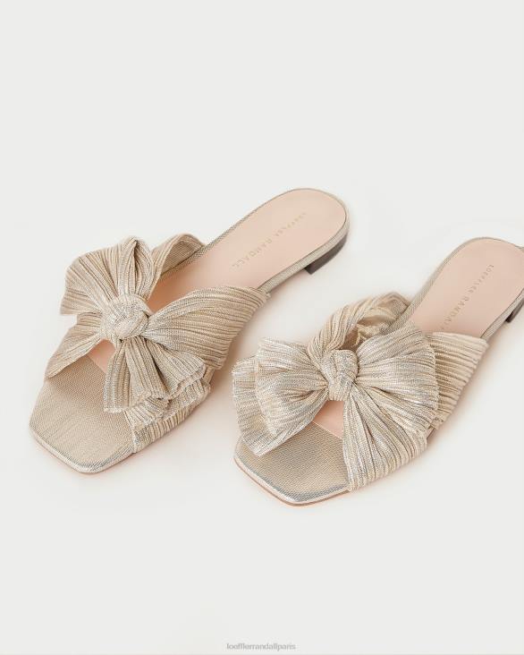 femmes Loeffler Randall platine toboggan à nœud plissé Daphné chaussures 8HL8100