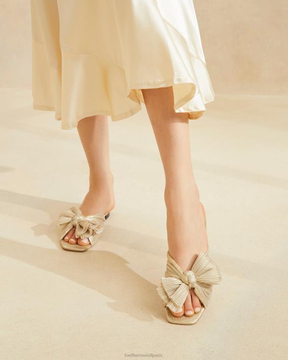 femmes Loeffler Randall platine toboggan à nœud plissé Daphné chaussures 8HL8100