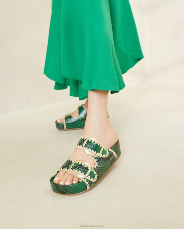 femmes Loeffler Randall vert/naturel sandale à semelle intérieure theo chaussures 8HL8120