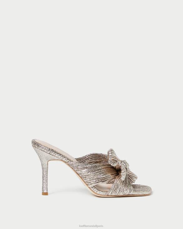 femmes Loeffler Randall Champagne mule à nœud plissé Claudia chaussures 8HL894