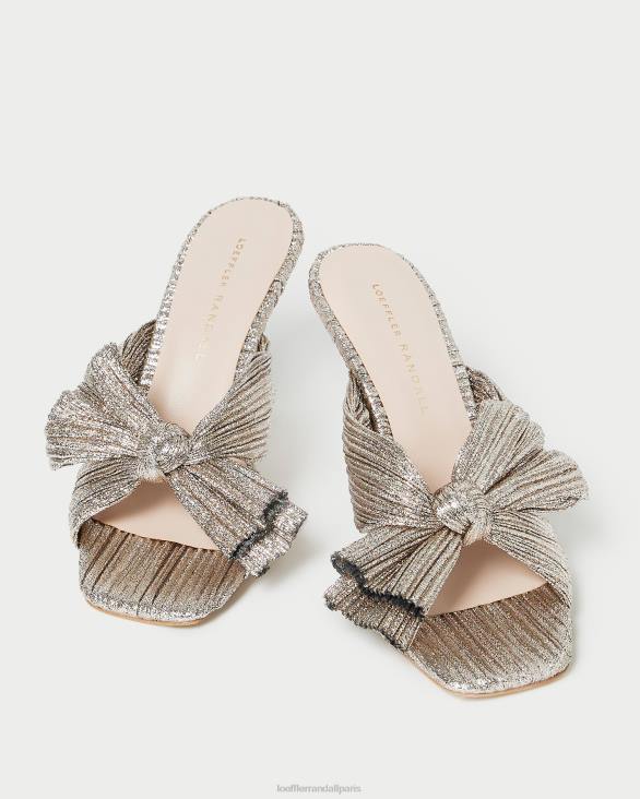 femmes Loeffler Randall Champagne mule à nœud plissé Claudia chaussures 8HL894