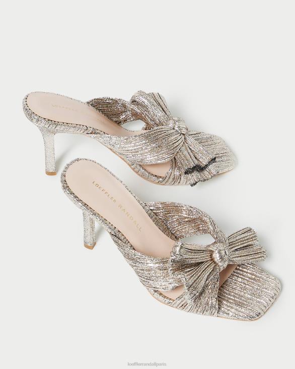 femmes Loeffler Randall Champagne mule à nœud plissé Claudia chaussures 8HL894