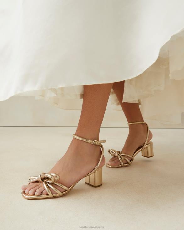 femmes Loeffler Randall Champagne sandale mikel à nœud et talon chaussures 8HL822