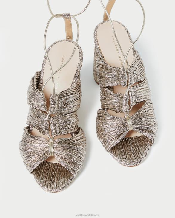 femmes Loeffler Randall Champagne sandale plissée à lacets teresa chaussures 8HL895