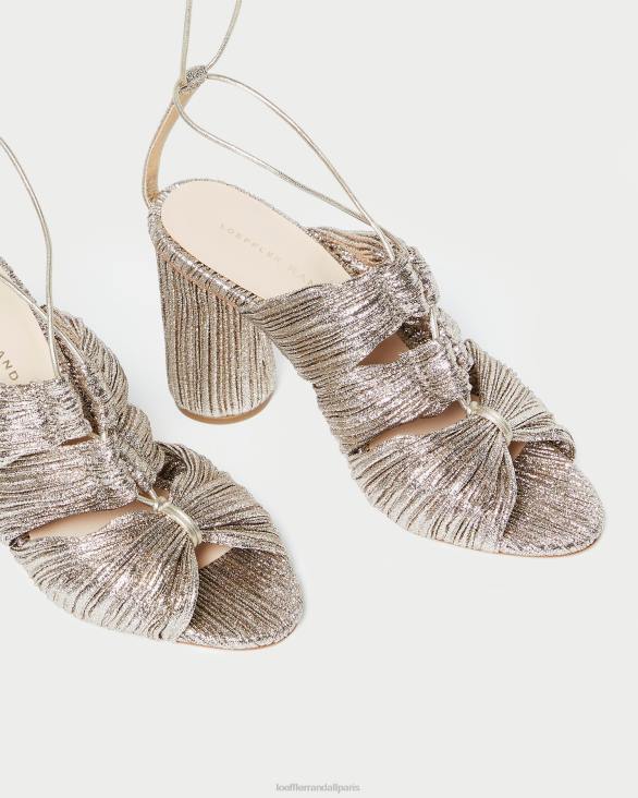 femmes Loeffler Randall Champagne sandale plissée à lacets teresa chaussures 8HL895