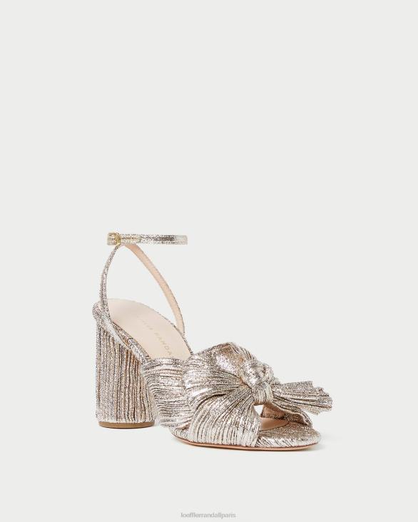 femmes Loeffler Randall Champagne talon à nœud plissé camélia chaussures 8HL864