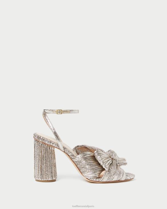femmes Loeffler Randall Champagne talon à nœud plissé camélia chaussures 8HL864