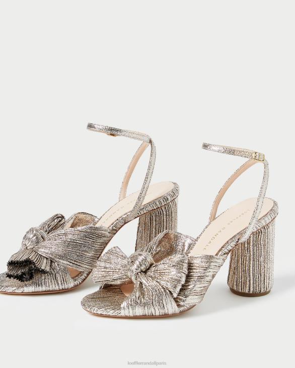 femmes Loeffler Randall Champagne talon à nœud plissé camélia chaussures 8HL864