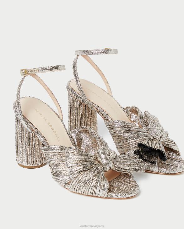 femmes Loeffler Randall Champagne talon à nœud plissé camélia chaussures 8HL864