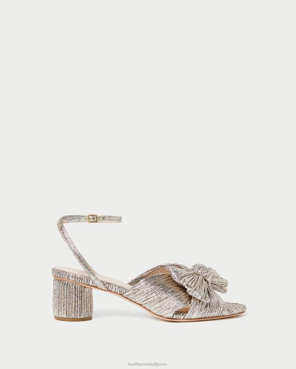 femmes Loeffler Randall Champagne talon à nœud plissé dahlia chaussures 8HL853