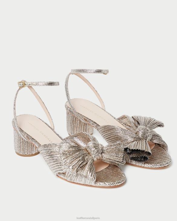 femmes Loeffler Randall Champagne talon à nœud plissé dahlia chaussures 8HL853