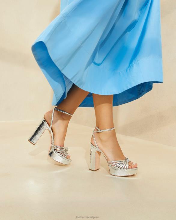 femmes Loeffler Randall argent sandale à plateforme à nœud rivka chaussures 8HL875