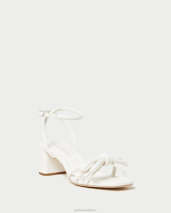 femmes Loeffler Randall blanc sandale mikel à nœud et talon chaussures 8HL824