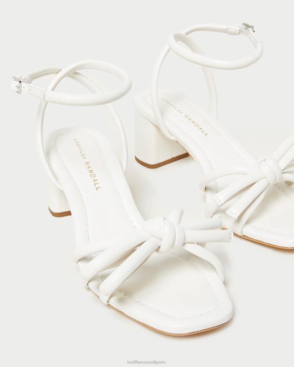 femmes Loeffler Randall blanc sandale mikel à nœud et talon chaussures 8HL824