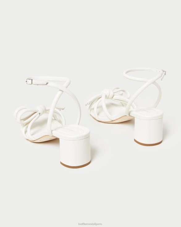 femmes Loeffler Randall blanc sandale mikel à nœud et talon chaussures 8HL824