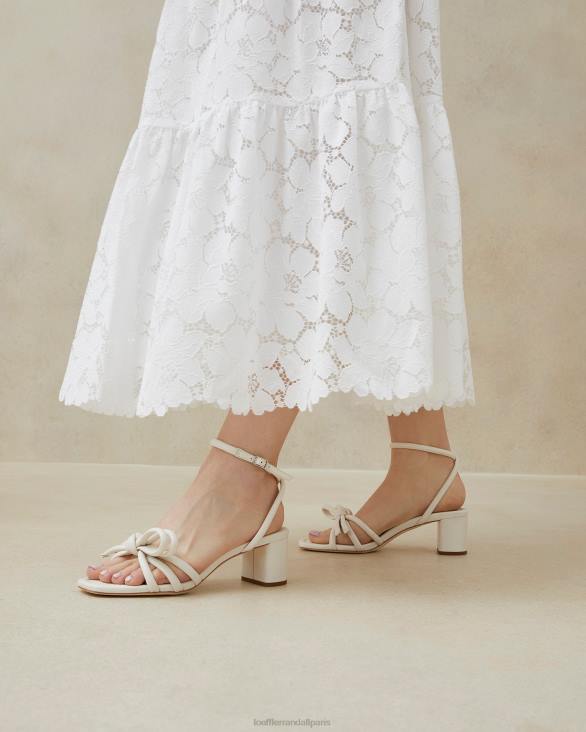 femmes Loeffler Randall blanc sandale mikel à nœud et talon chaussures 8HL824