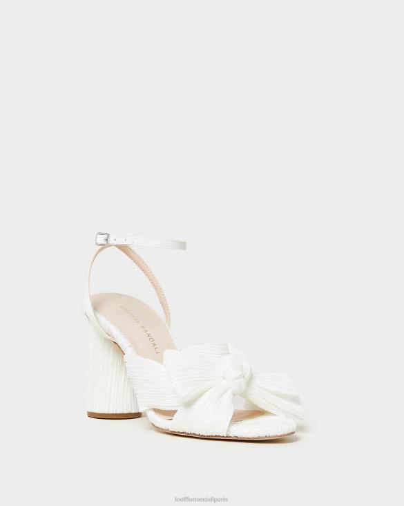 femmes Loeffler Randall blanc talon à nœud plissé camélia chaussures 8HL832