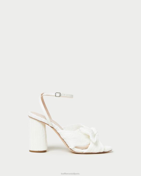 femmes Loeffler Randall blanc talon à nœud plissé camélia chaussures 8HL832