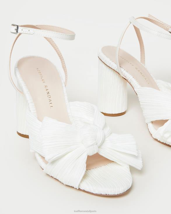 femmes Loeffler Randall blanc talon à nœud plissé camélia chaussures 8HL832