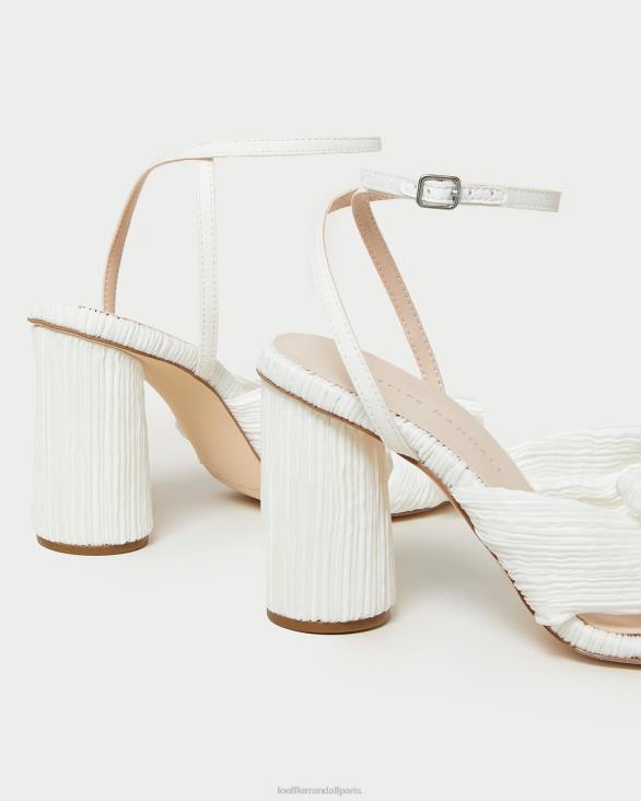 femmes Loeffler Randall blanc talon à nœud plissé camélia chaussures 8HL832