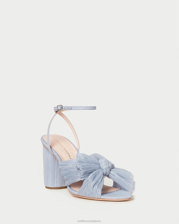 femmes Loeffler Randall bleu talon à nœud plissé camélia chaussures 8HL87