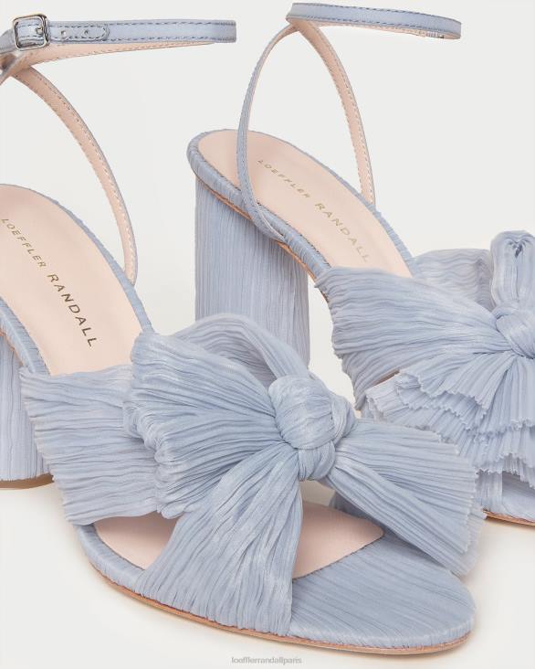 femmes Loeffler Randall bleu talon à nœud plissé camélia chaussures 8HL87
