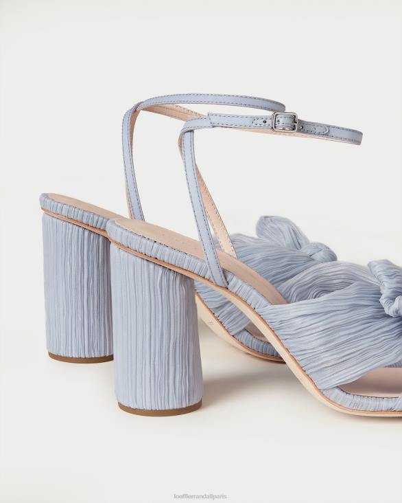 femmes Loeffler Randall bleu talon à nœud plissé camélia chaussures 8HL87