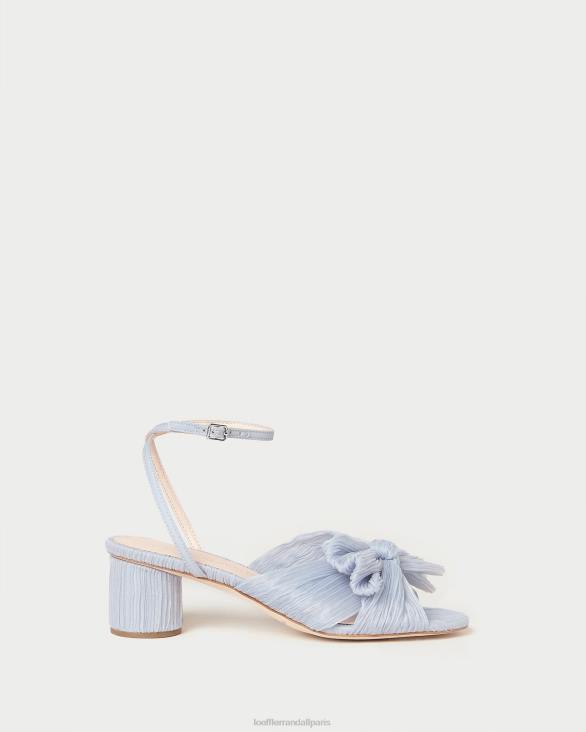 femmes Loeffler Randall bleu talon à nœud plissé dahlia chaussures 8HL84