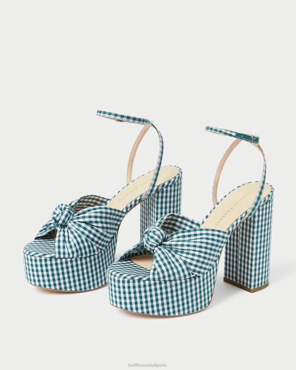 femmes Loeffler Randall mini vichy vert plateforme de nœuds roz chaussures 8HL890