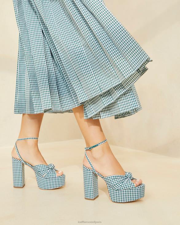 femmes Loeffler Randall mini vichy vert plateforme de nœuds roz chaussures 8HL890