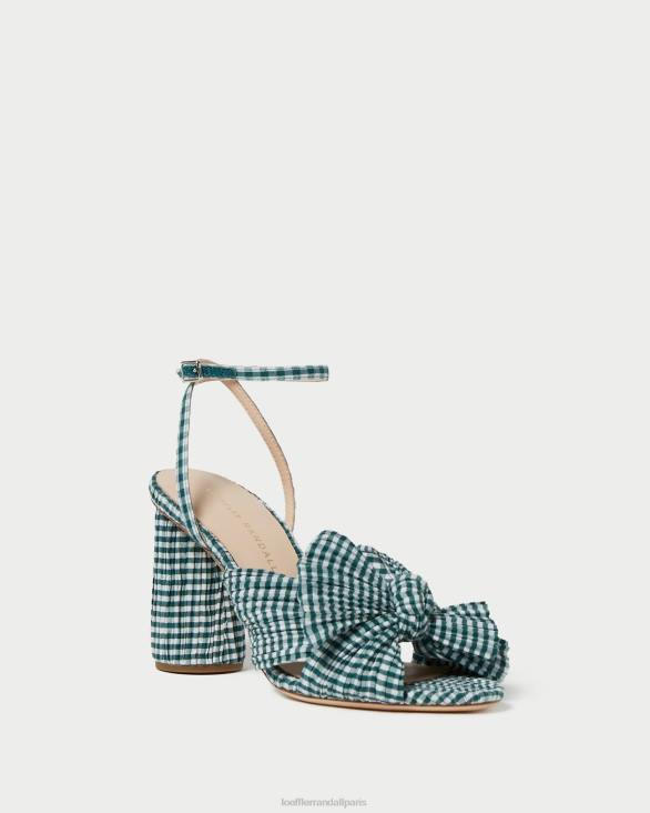 femmes Loeffler Randall mini vichy vert talon à nœud camélia chaussures 8HL896