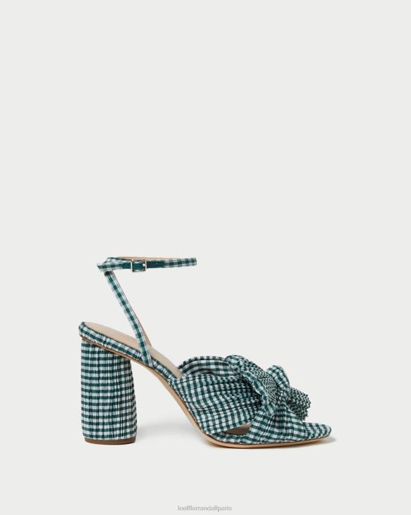 femmes Loeffler Randall mini vichy vert talon à nœud camélia chaussures 8HL896