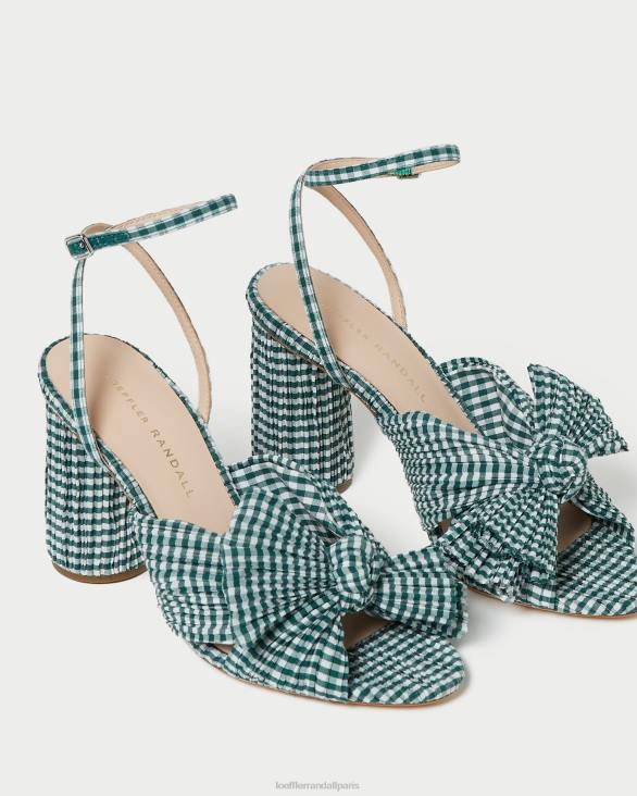 femmes Loeffler Randall mini vichy vert talon à nœud camélia chaussures 8HL896