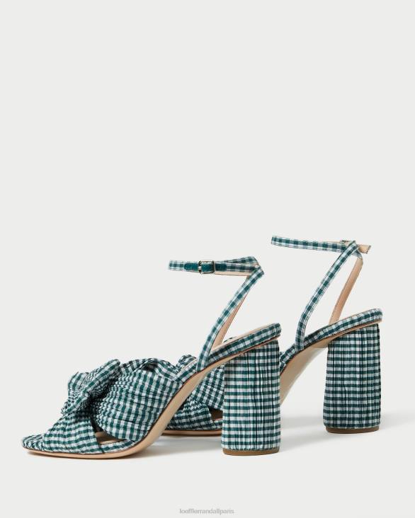 femmes Loeffler Randall mini vichy vert talon à nœud camélia chaussures 8HL896