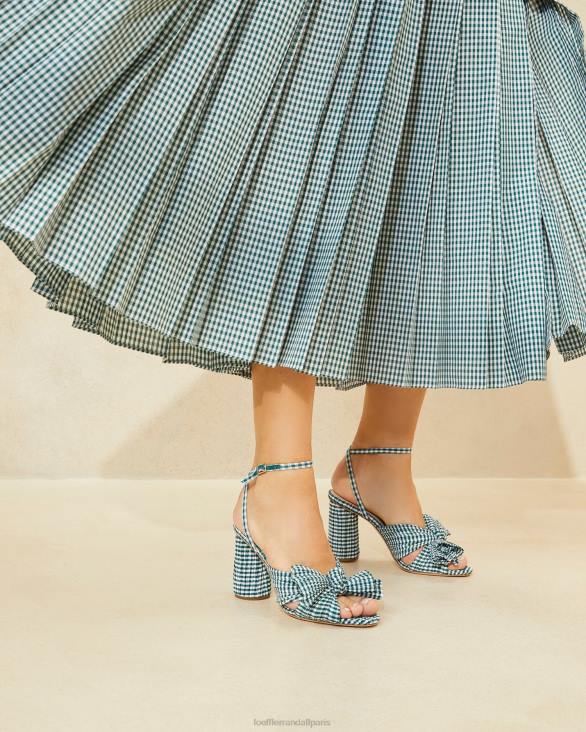 femmes Loeffler Randall mini vichy vert talon à nœud camélia chaussures 8HL896