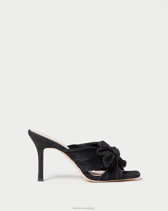 femmes Loeffler Randall noir mule à nœud plissé Claudia chaussures 8HL860