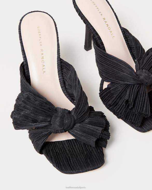 femmes Loeffler Randall noir mule à nœud plissé Claudia chaussures 8HL860